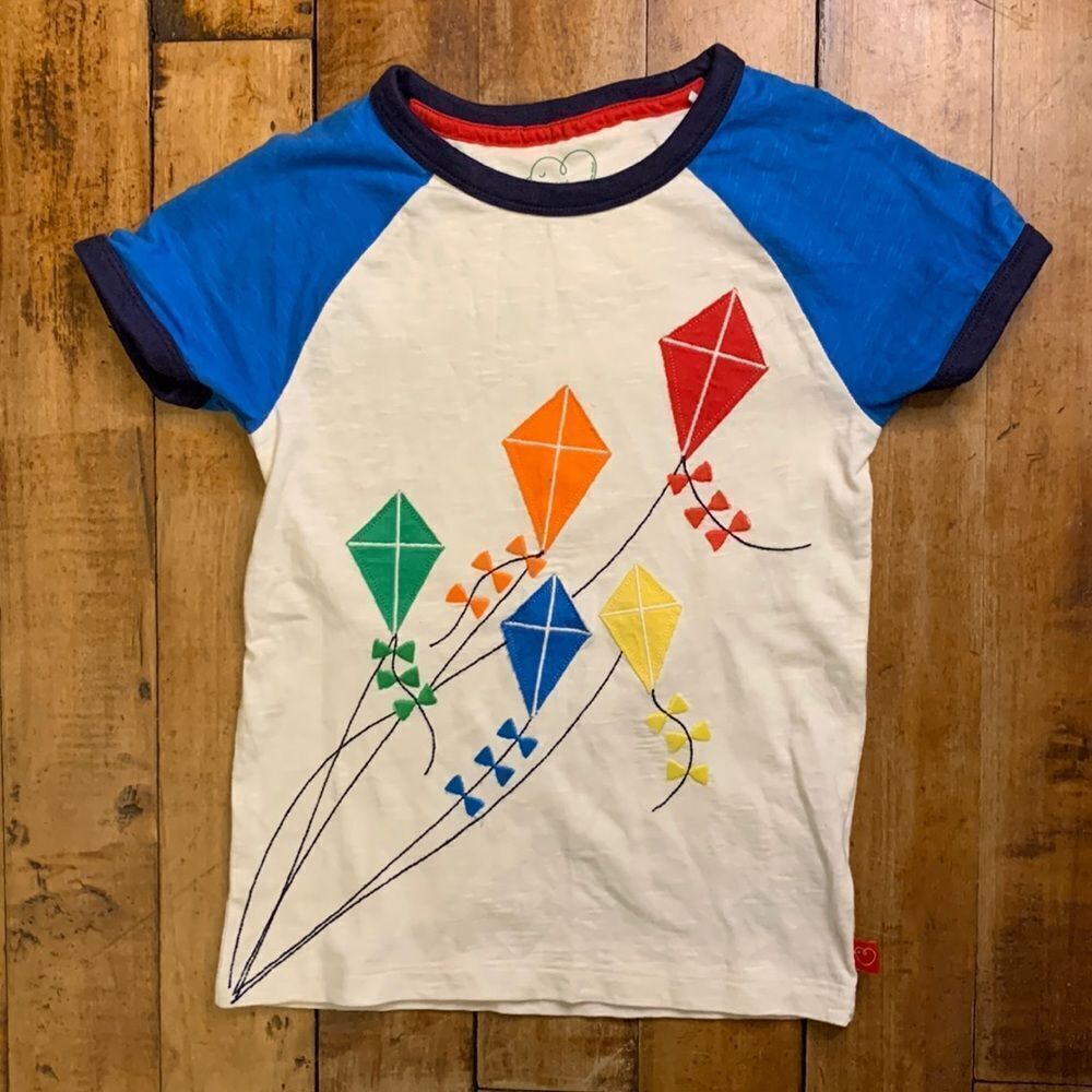 Little bird shirt size 6 cotton short sleeve shirt rainbow kites spring colorful
